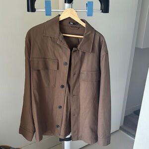 Zara Brown Lightweight Shirt Jacket